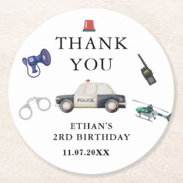 Stylish Police Kids Birthday Underlägg Papper Rund