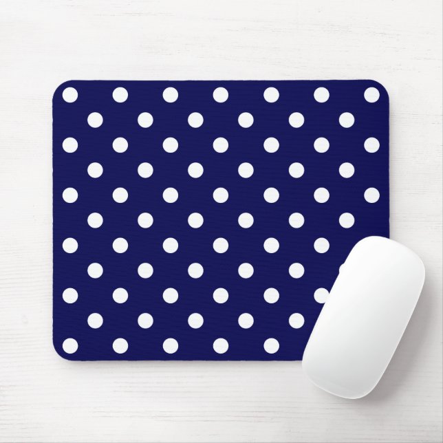  Stylish Polka Dots On Dark Blue Mouse Pad Musmatta (Med mus)