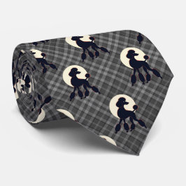 Stylish Poodle on Gray Plaid Necktie Slips