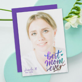 Stylish Purple Best Mothers Day Photo Brush Script Kort