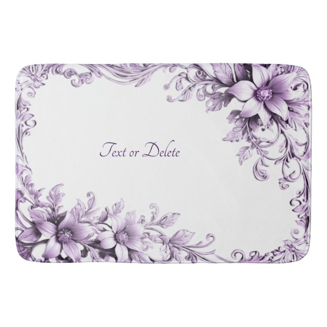 Stylish Purple Flowers Bath Mat Badrumsmatta (Framsidan)