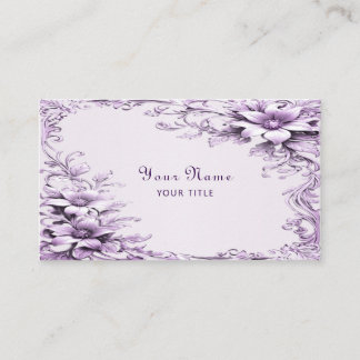 Stylish Purple Flowers Business Card Visitkort