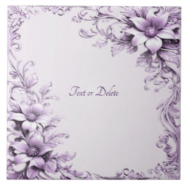 Stylish Purple Flowers Ceramic Tile Kakelplatta