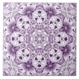 Stylish Purple Flowers Ceramic Tile Kakelplatta