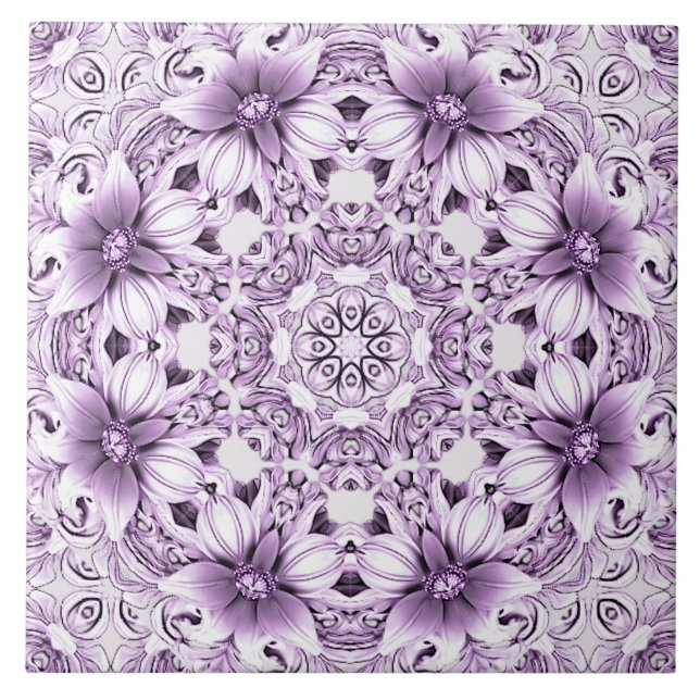 Stylish Purple Flowers Ceramic Tile Kakelplatta (Framsidan)