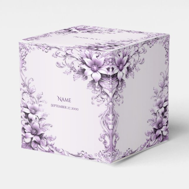 Stylish Purple Flowers Favor Box Presentaskar (Framsidan Sidan)