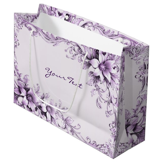 Stylish Purple Flowers Gift Bag (Framsidan Vinklad)