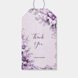 Stylish Purple Flowers Gift Tag Presentetikett