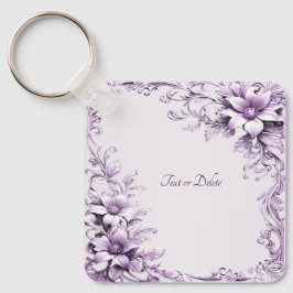 Stylish Purple Flowers Keychain Nyckelring