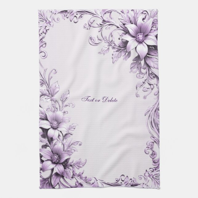 Stylish Purple Flowers Kitchen Towel Kökshandduk (Vertikal)