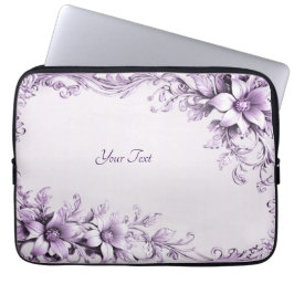 Stylish Purple Flowers Laptop Sleeve