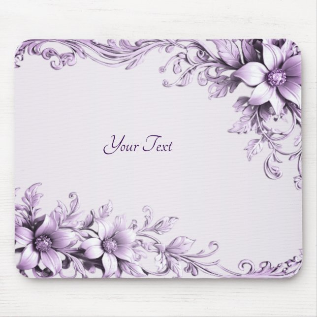 Stylish Purple Flowers Mousepad Musmatta (Framsidan)