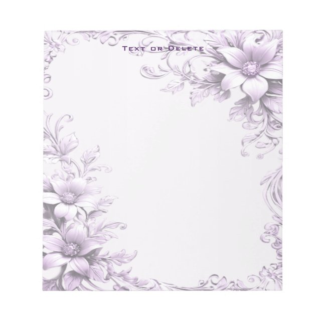 Stylish Purple Flowers Notepad Anteckningsblock (Framsida)
