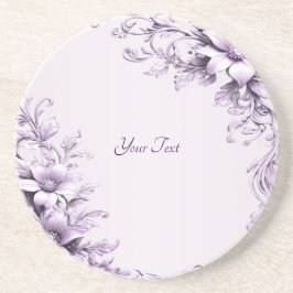 Stylish Purple Flowers Sandstone Coaster Underlägg