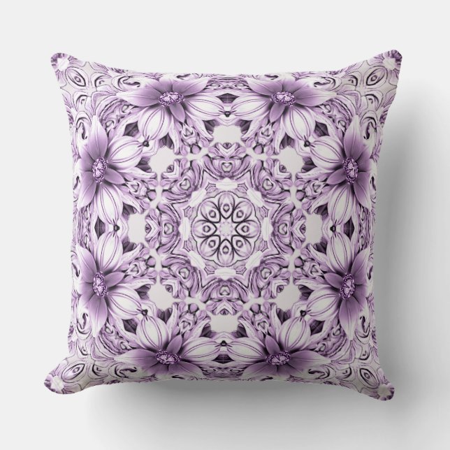 Stylish Purple Flowers Throw Pillow Kudde (Framsida)