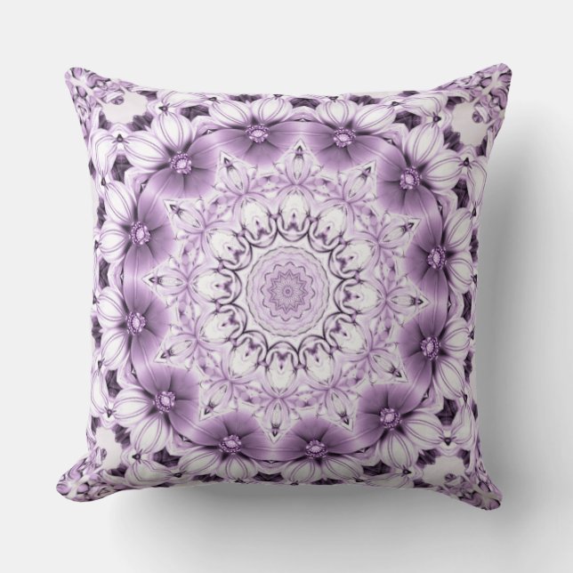 Stylish Purple Flowers Throw Pillow Kudde (Framsida)