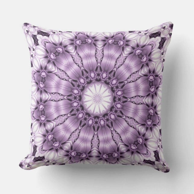 Stylish Purple Flowers Throw Pillow Kudde (Framsida)