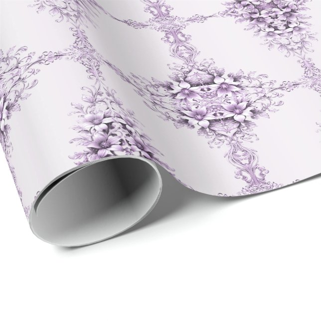 Stylish Purple Flowers Wrapping Paper Presentpapper (Rullad Hörn)