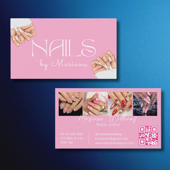 stylish qr-kod naglar tech 4 bilder rosa chic visitkort (Skapare uppladdad)