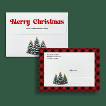 Stylish red black plaid envelope holiday charm