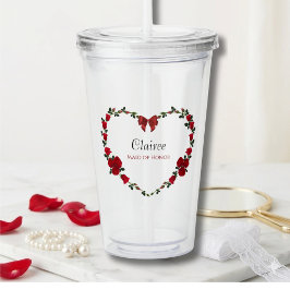 Stylish Red Rose Maid of Honor Gift Take Away Mugg