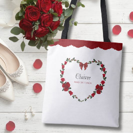 Stylish Red Rose Maid of Honor Gift Tygkasse