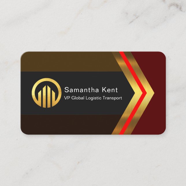 Stylish Retro Brown Shades Gold Arrow CEO Visitkort (Framsida)