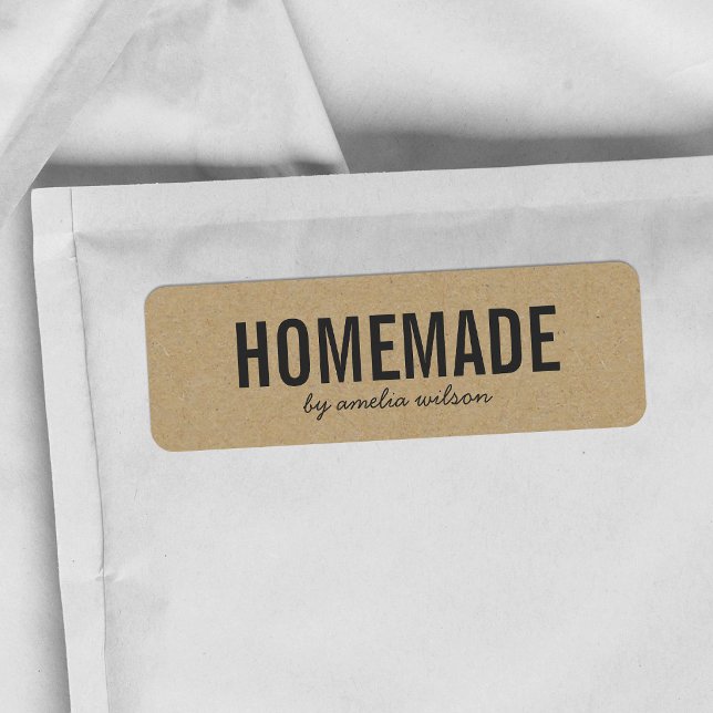 Stylish Rustic Bold Homemade Faux Kraft Returadress Etikett (Skapare uppladdad)