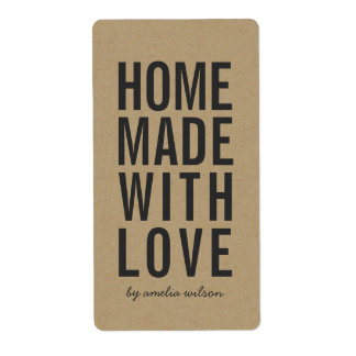 Stylish Rustic Bold Homemade with Love Faux Kraft Fraktsedel