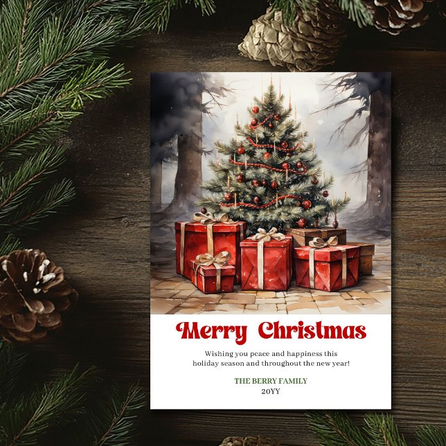 Stylish rustic Christmas scene classic greeting  Julkort (Stylish rustic Christmas scene classic greeting card)