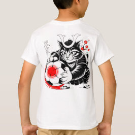 Stylish Samurai Cat Japan Soccer For Football fans T Shirt