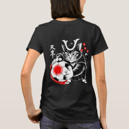 Stylish Samurai Cat Japan Soccer For Football fans T Shirt