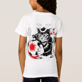 Stylish Samurai Cat Japan Soccer For Football fans T Shirt