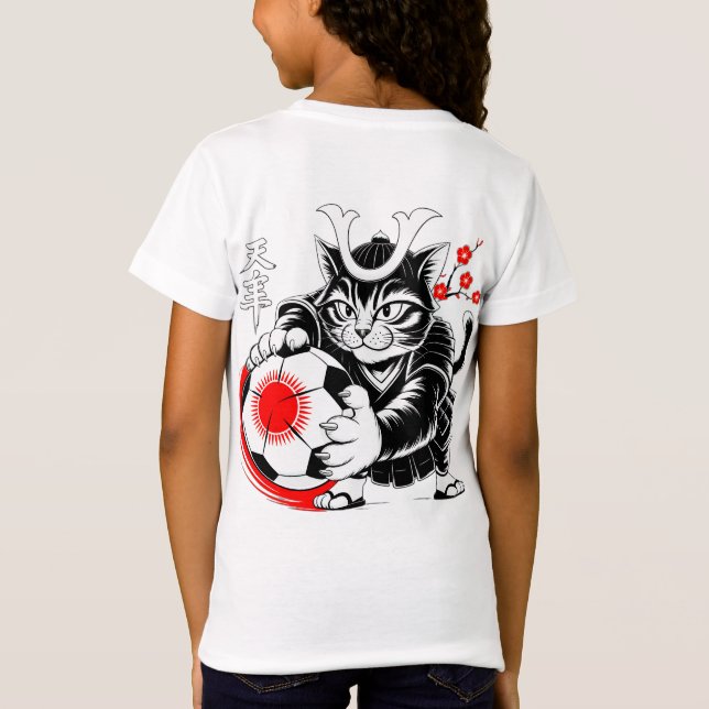Stylish Samurai Cat Japan Soccer For Football fans T Shirt (Baksida)