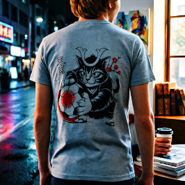 Stylish Samurai Cat Japan Soccer For Football fans T Shirt