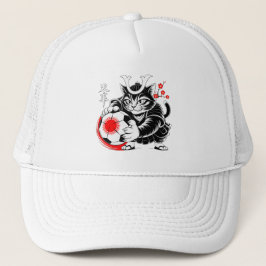 Stylish Samurai Cat Japan Soccer For Fotball fans Keps
