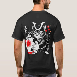 Stylish Samurai Cat Japan Soccer For Japanese fans T Shirt