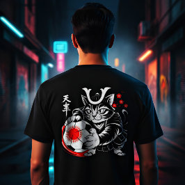 Stylish Samurai Cat Japan Soccer For Japanese fans T Shirt
