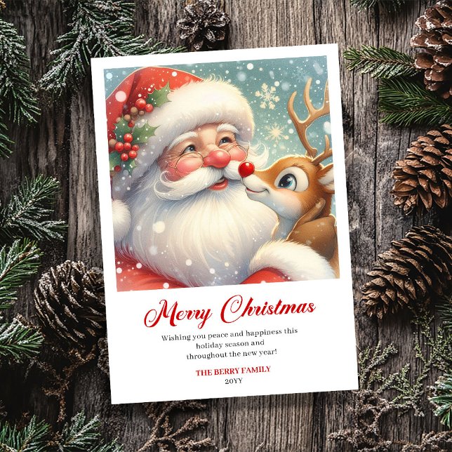 Stylish Santa Claus Rudolph Cartoon Christmas Card Julkort (Stylish Santa Claus Rudolph Cartoon Christmas Greeting Card

)