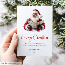 Stylish Santa Claus Trendy Simple Watercolor Card Julkort