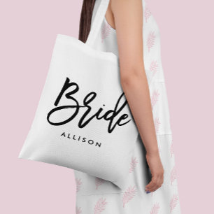 Stylish Script "Bride" Personalized Tygkasse