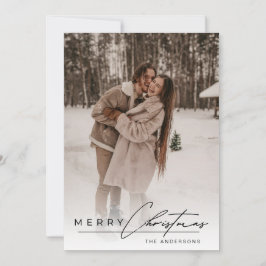 Stylish Script Elegant Photo Merry Christmas Julkort