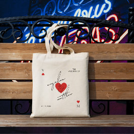 Stylish Script Heart Casino Vegas Wedding Favor Tygkasse