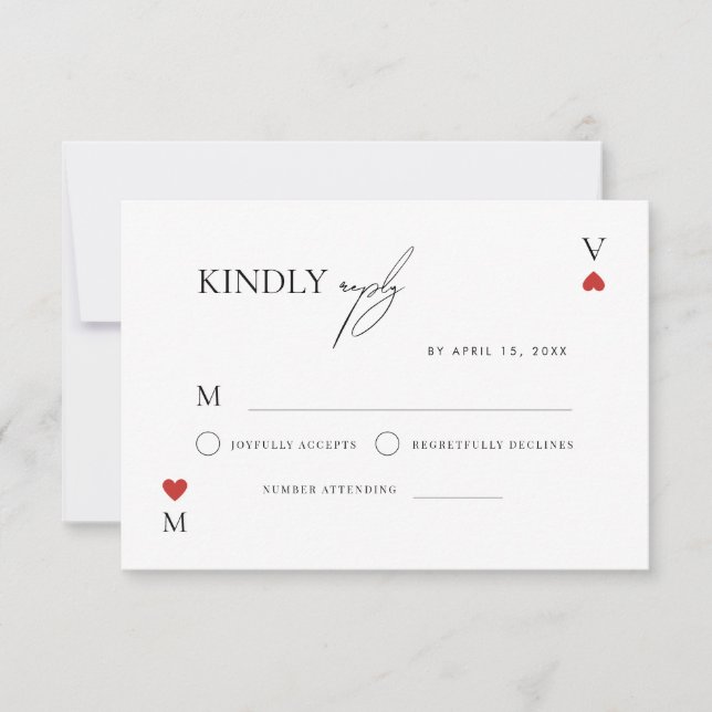 Stylish Script Vegas Casino Wedding OSA Kort (Framsida)