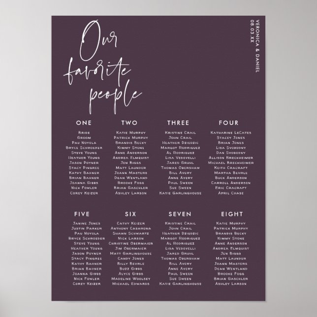 Stylish Script | Wedding Table Seating Poster (Framsidan)