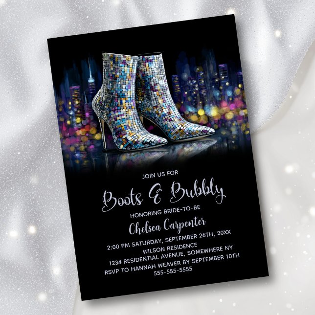 Stylish Sequin Boots and Bubbly Bridal Shower Inbjudningar (Skapare uppladdad)