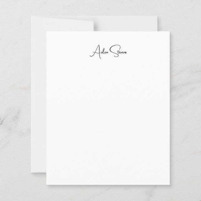 Stylish Simple Plain Minimalist Name Paper Sheet (Framsida)