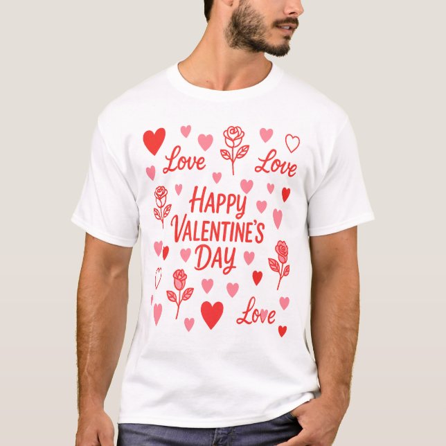 Stylish St. Valentines Day White   T Shirt (Framsida)