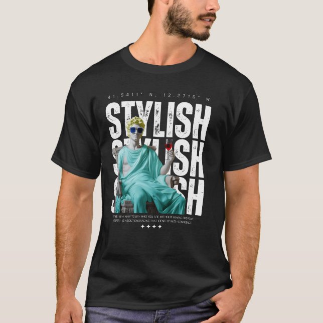Stylish Statue Graphic Tee – Streetwear Style (Framsida)