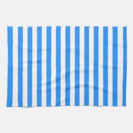 Stylish Striped White and Bright Blue Kökshandduk